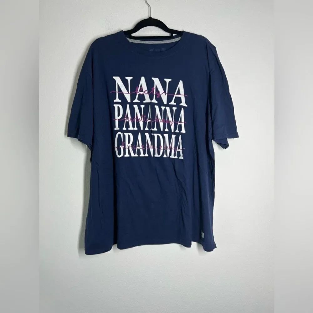 Russel Athletic Blue Cotton T-shirt Size 3XL NANNA PANANNA GRANDMA